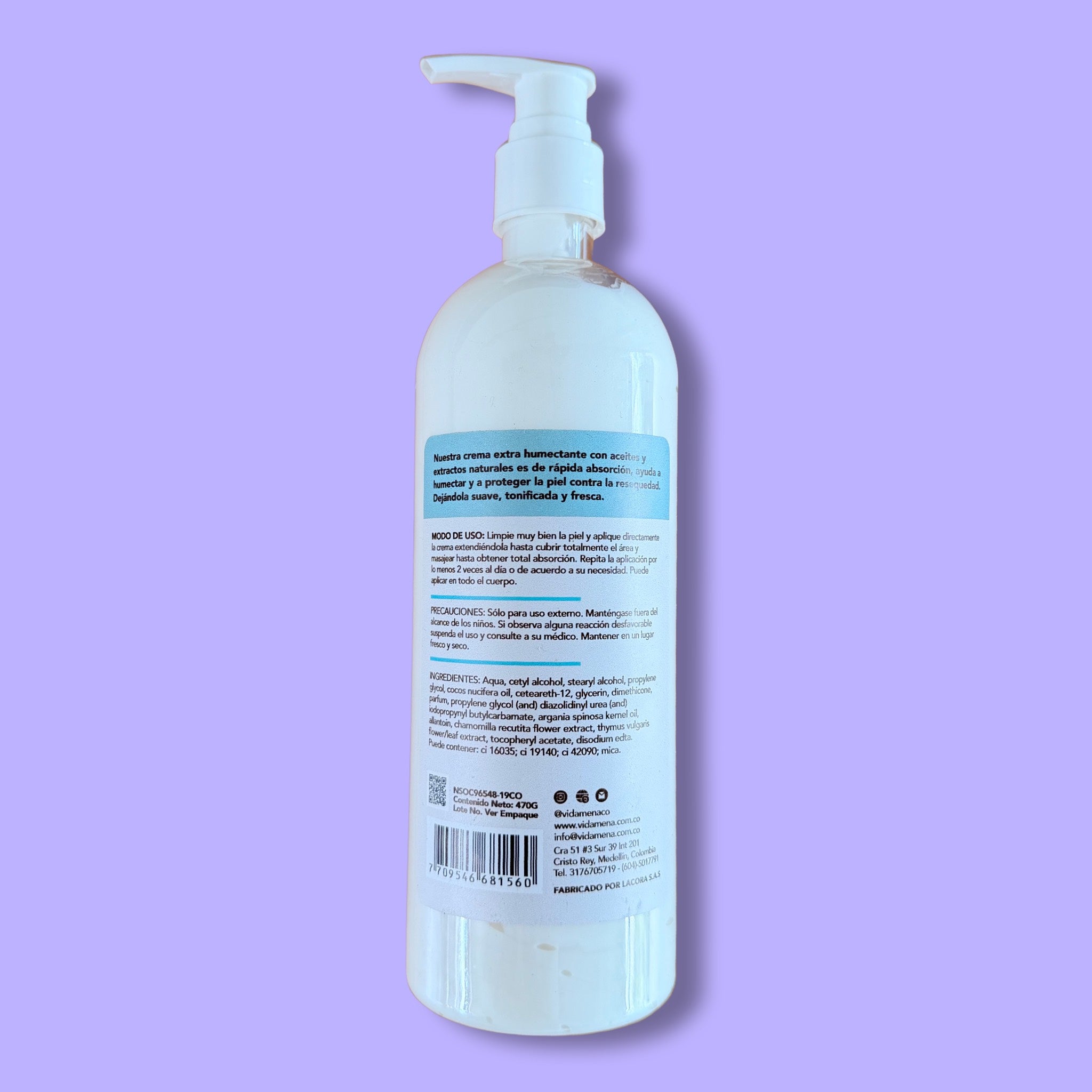 Crema Extra Humectante Corporal 470 gr. Vidamena - Gallery 3