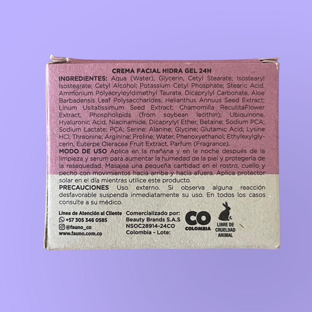 Crema Facial Hidra Gel 24h 50 gr. Fauno
