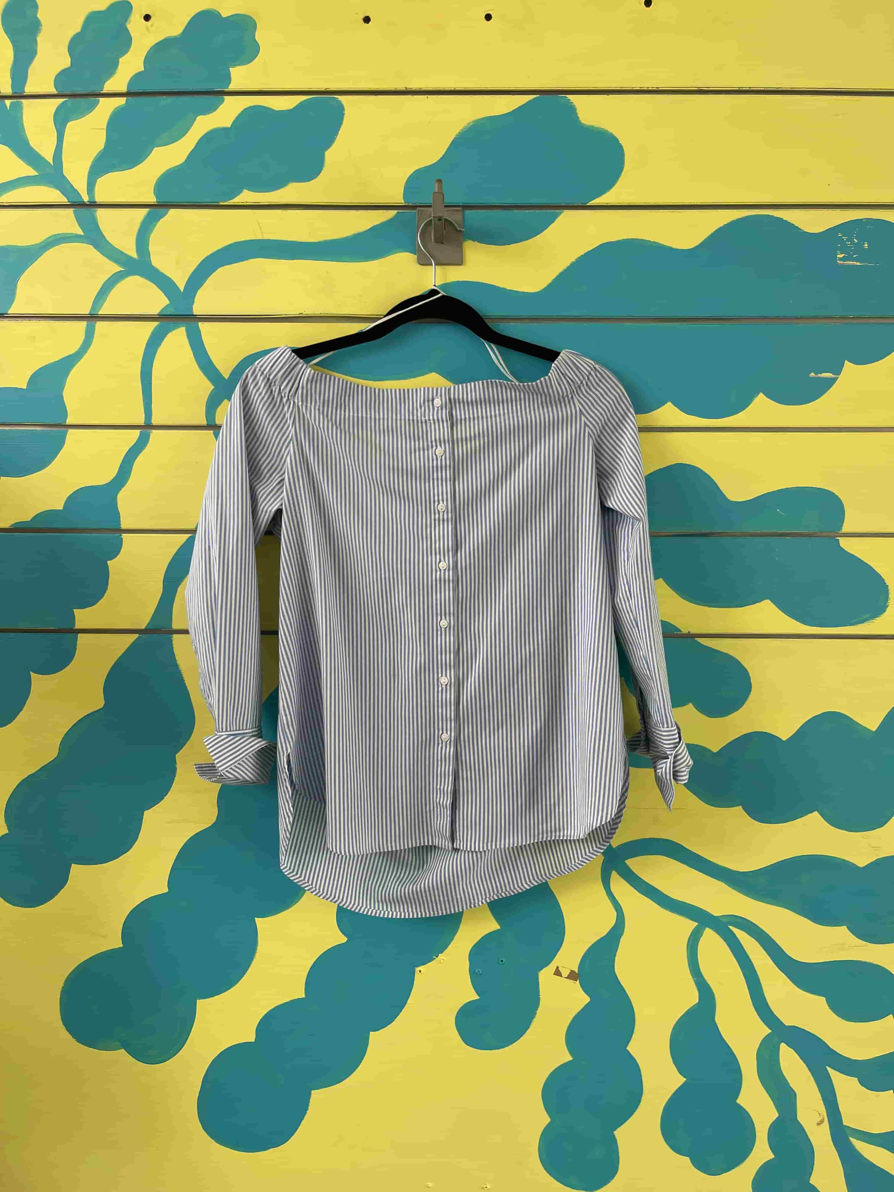 Camisa de cuello ancho de rayas azul - Gallery 1