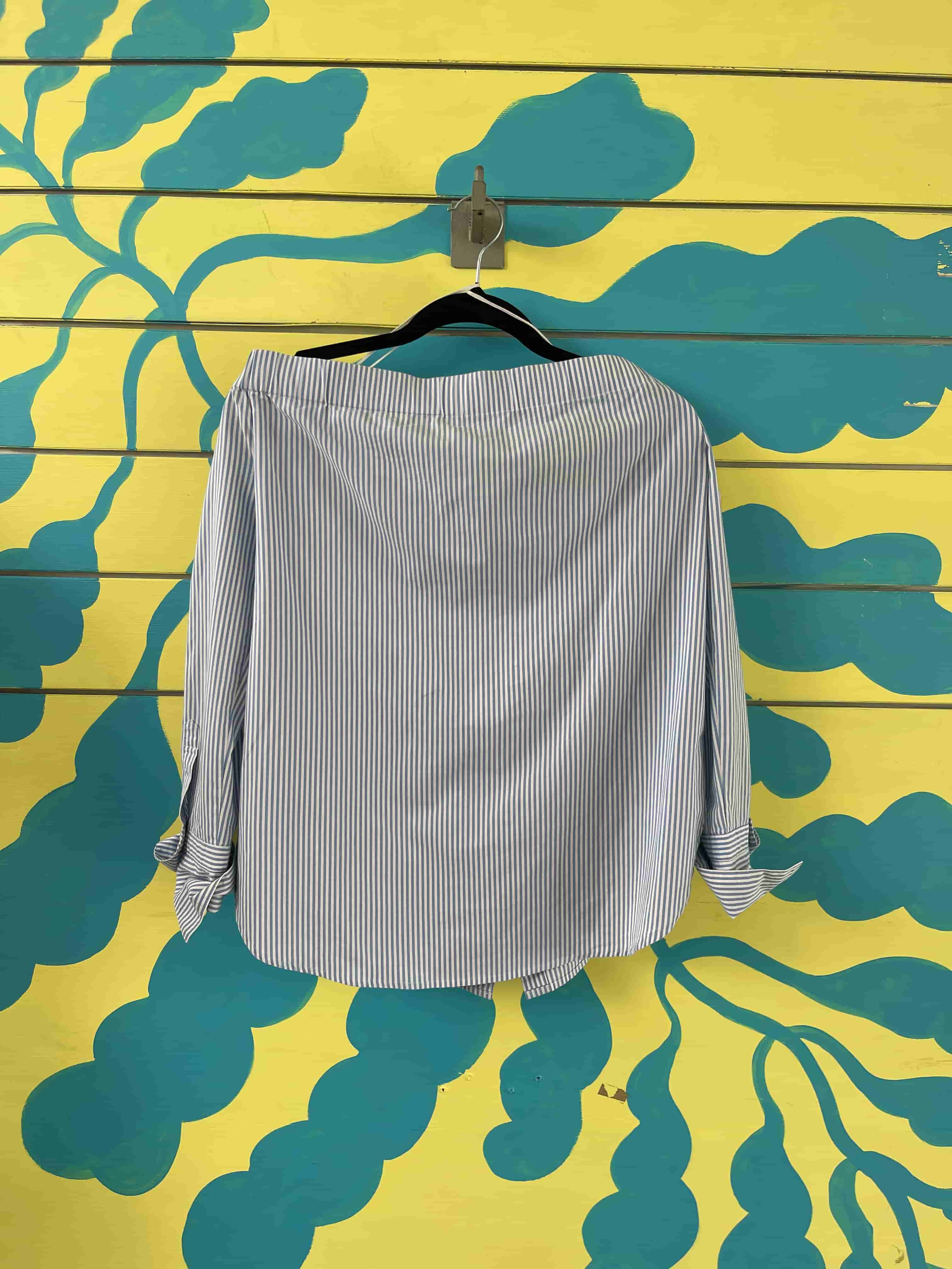 Camisa de cuello ancho de rayas azul - Gallery 2