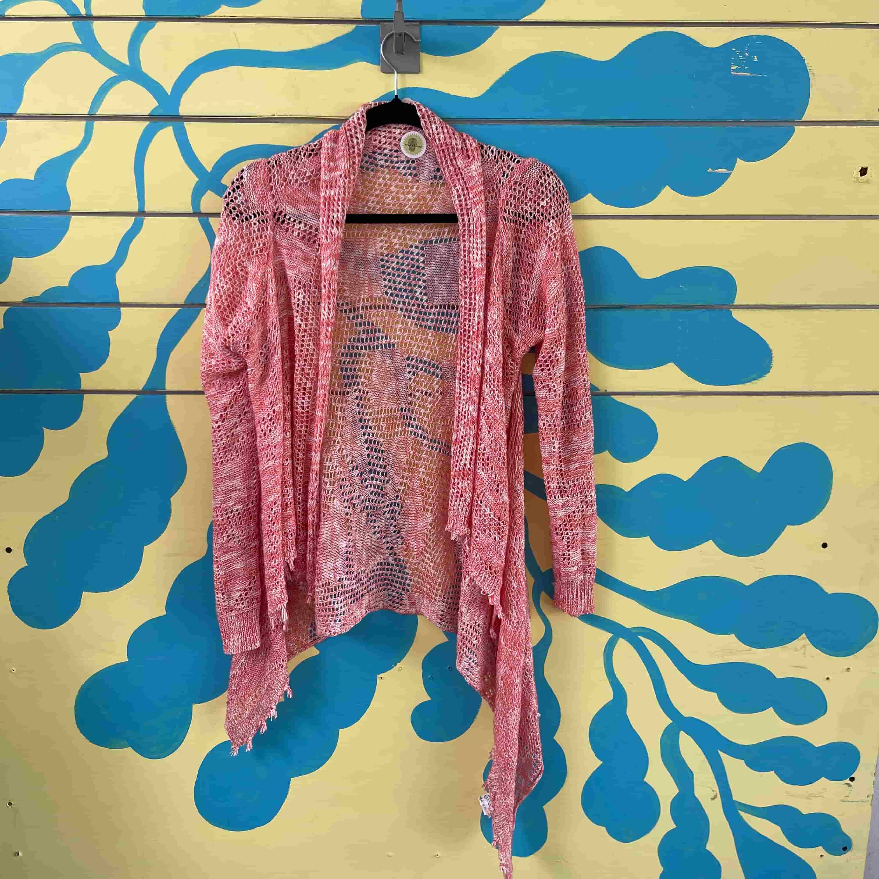 Saco tejido jaspeado salmon y blanco - Gallery 1