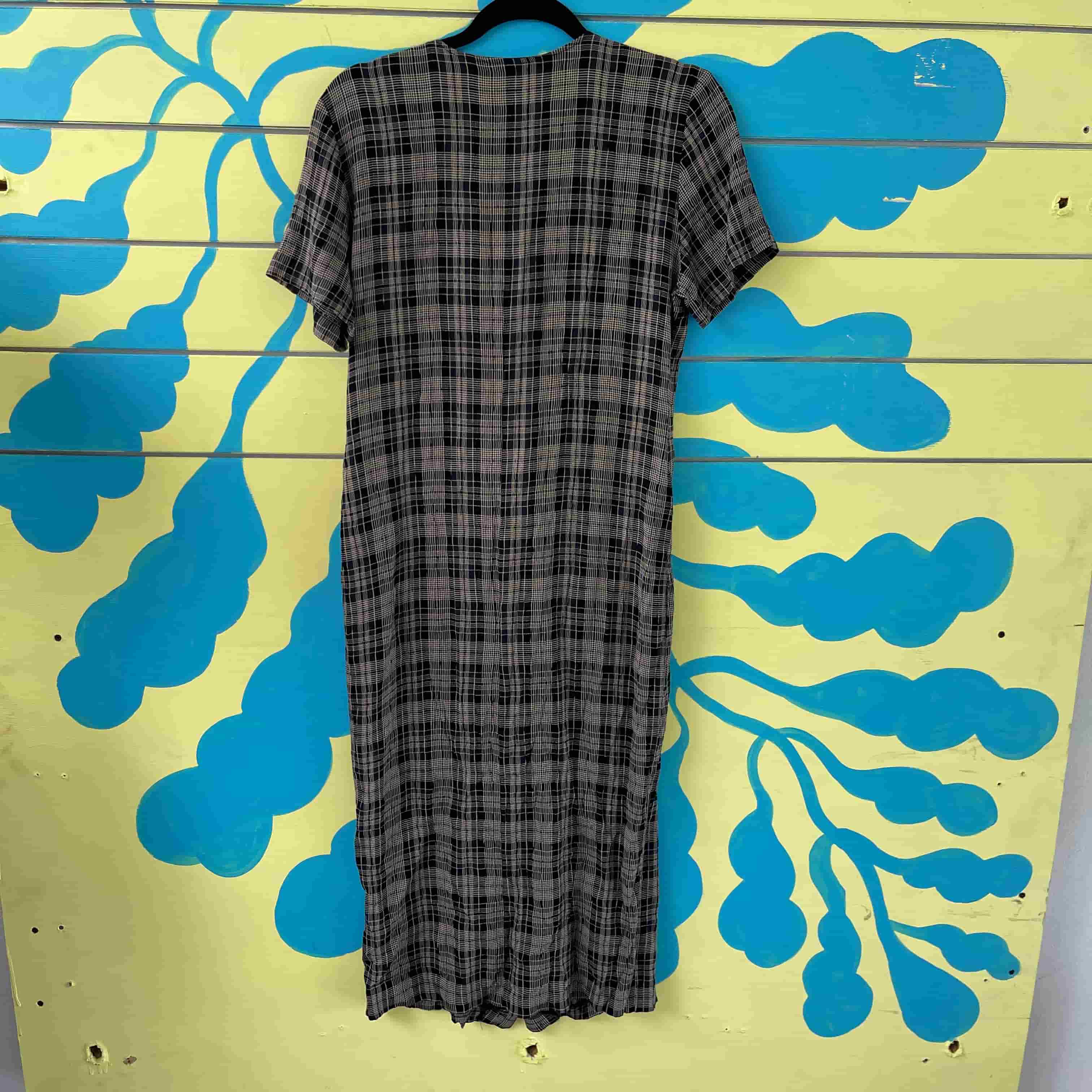 Vestido negro de cuadros beige - Gallery 2