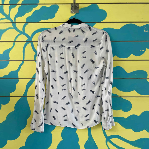Blusa camisera blanca de piñas - Secondary