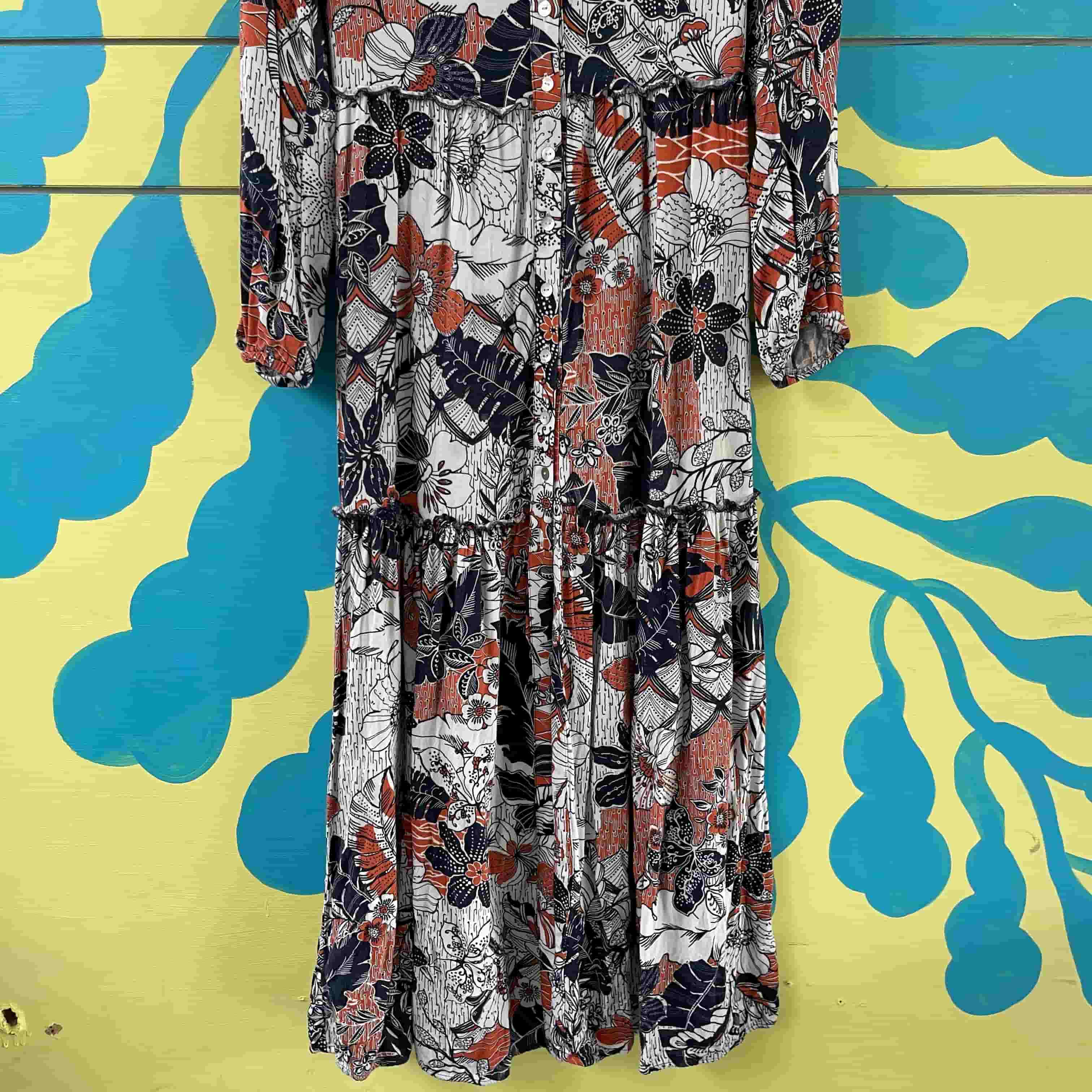 Vestido de flores salmon y azul - Gallery 4