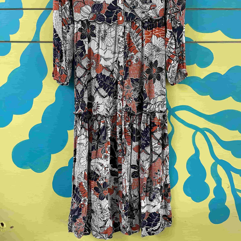 Vestido de flores salmon y azul - Image 4
