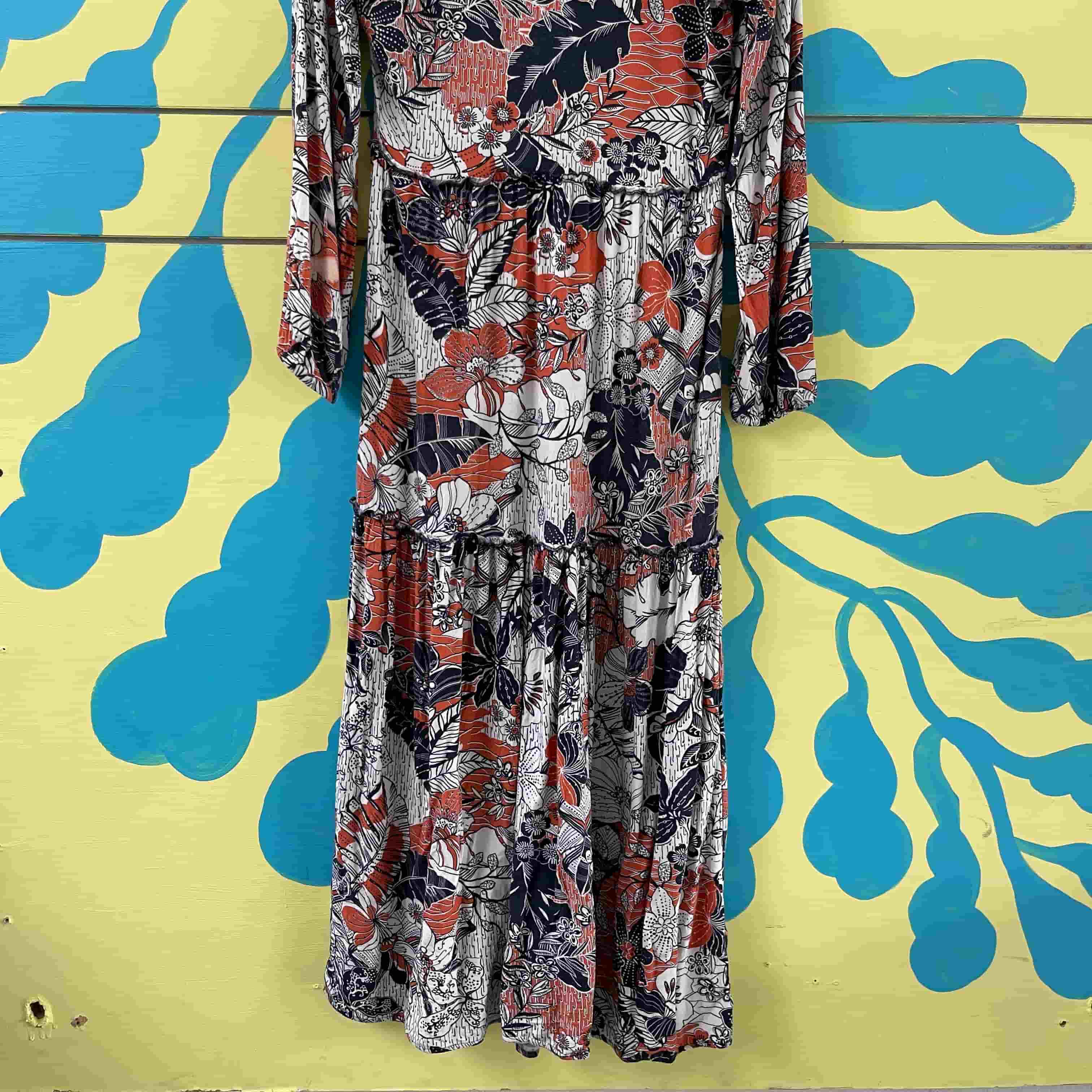 Vestido de flores salmon y azul - Gallery 2