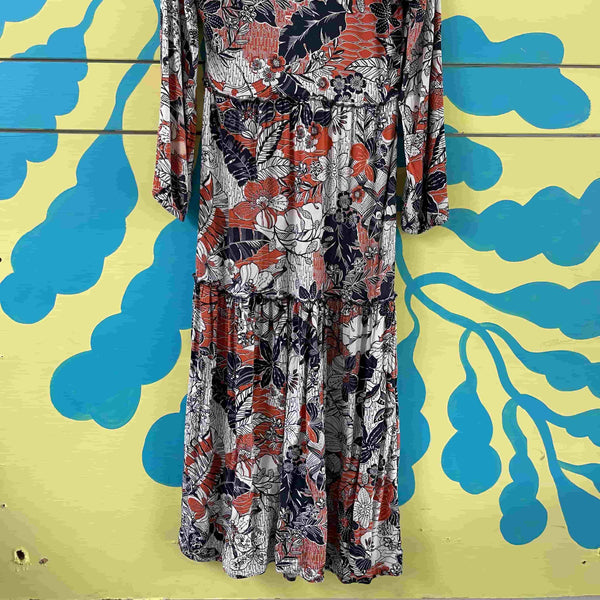 Vestido de flores salmon y azul - Secondary
