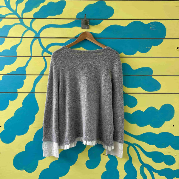 Saco Gris de lana con bolero blanco talla L - Secondary