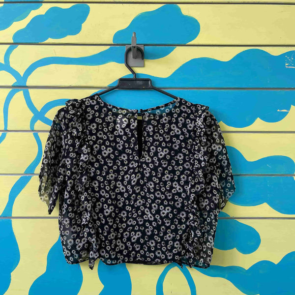 Camisa negra flores blancas talla S - Secondary