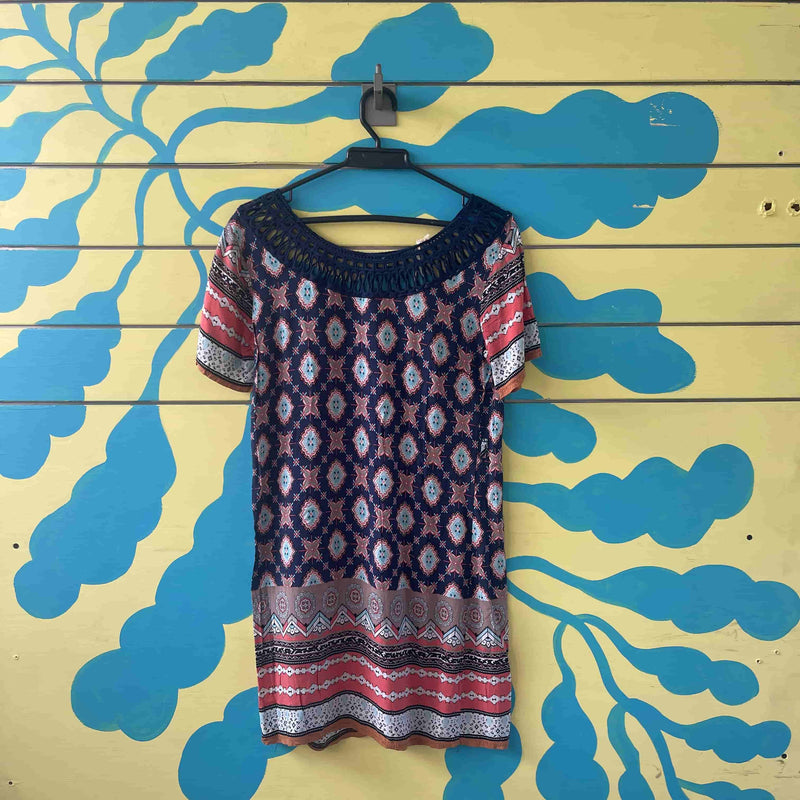 Vestido azul co arabescos azules claros talla S - Image 1