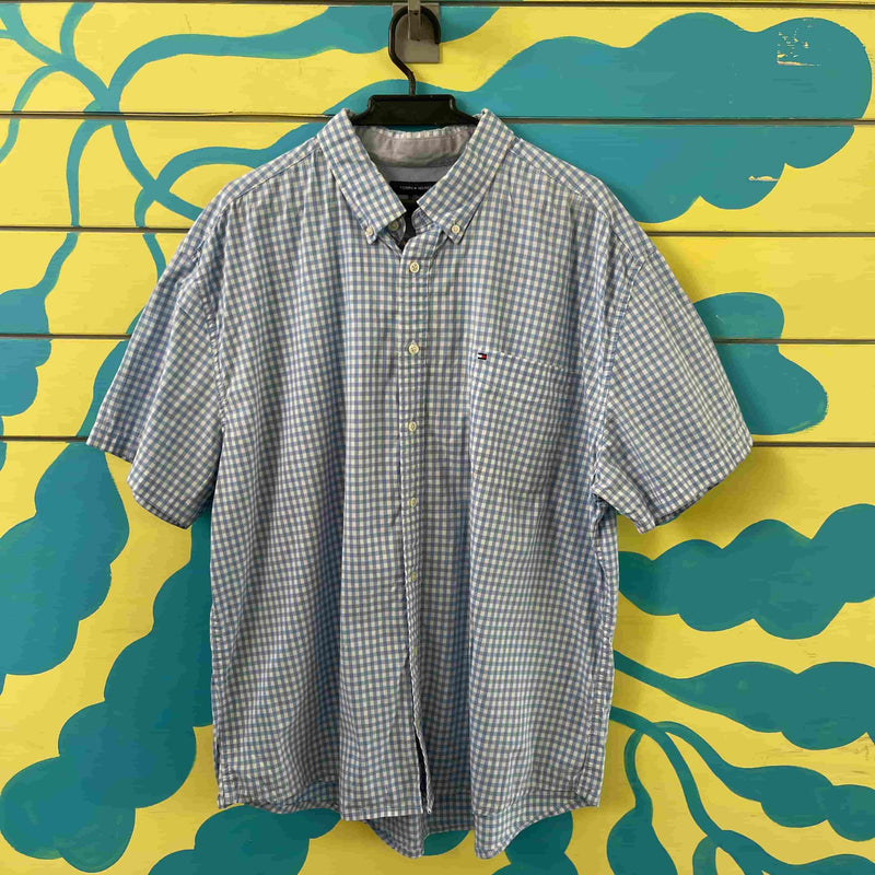 Camisa de hombre de cuadros azules y blancos talla XXL - Image 1