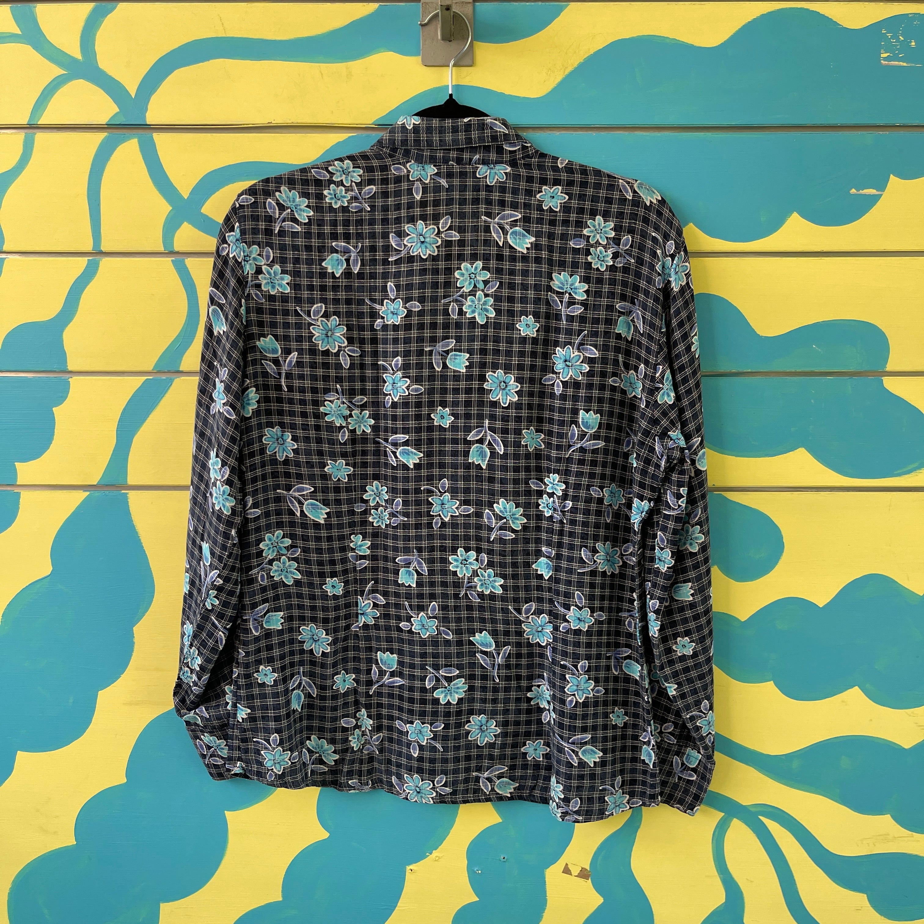 Camisa azul de flores azules talla L - Gallery 2