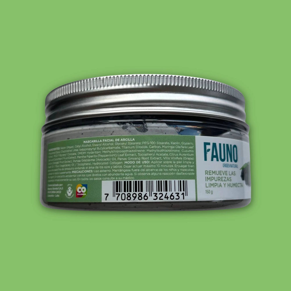 Mascarilla de Arcilla con Carbón Activado y Moringa Fauno 150 gr