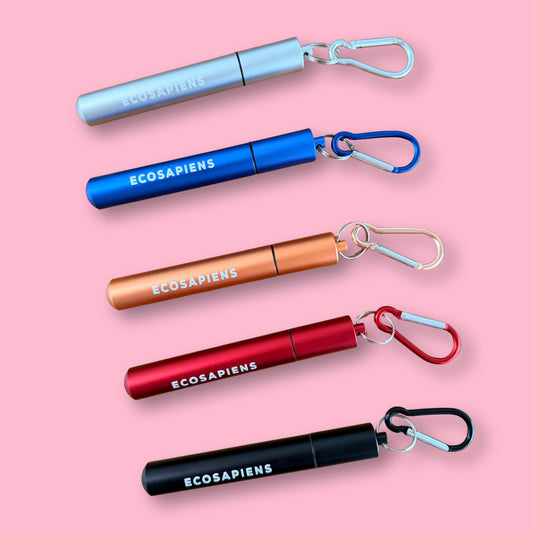Pitillo Reutilizable de Acero Inoxidable Portátil con Llavero | Pitillo Ecológico para Llevar Ecosapiens