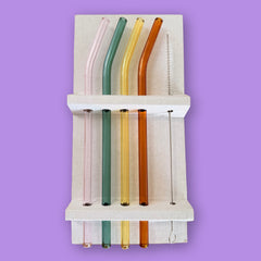 Set de Pitillos de Vidrio Reutilizables x4 con Cepillo Limpiador