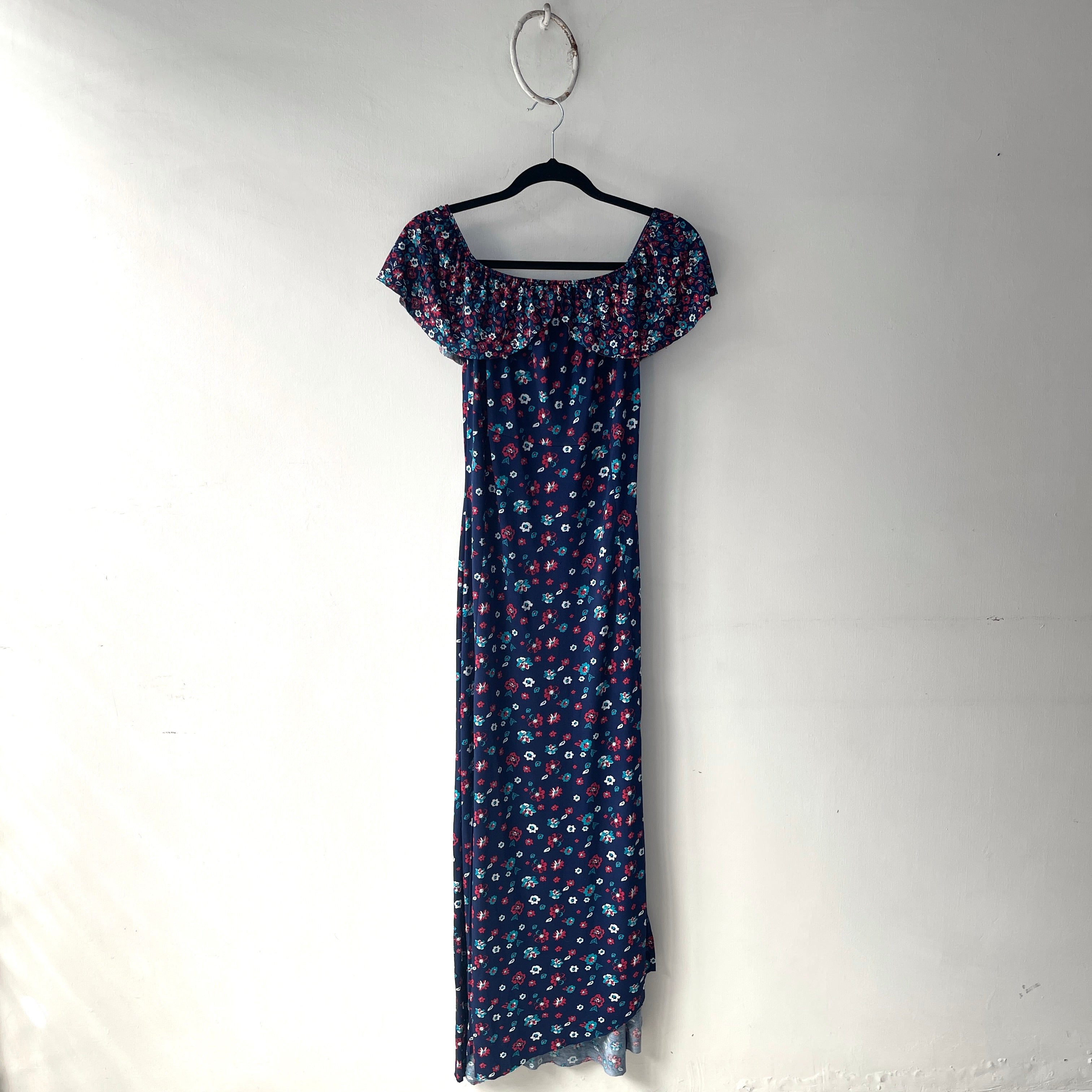 Vestido Azul Flores Largo - Gallery 1