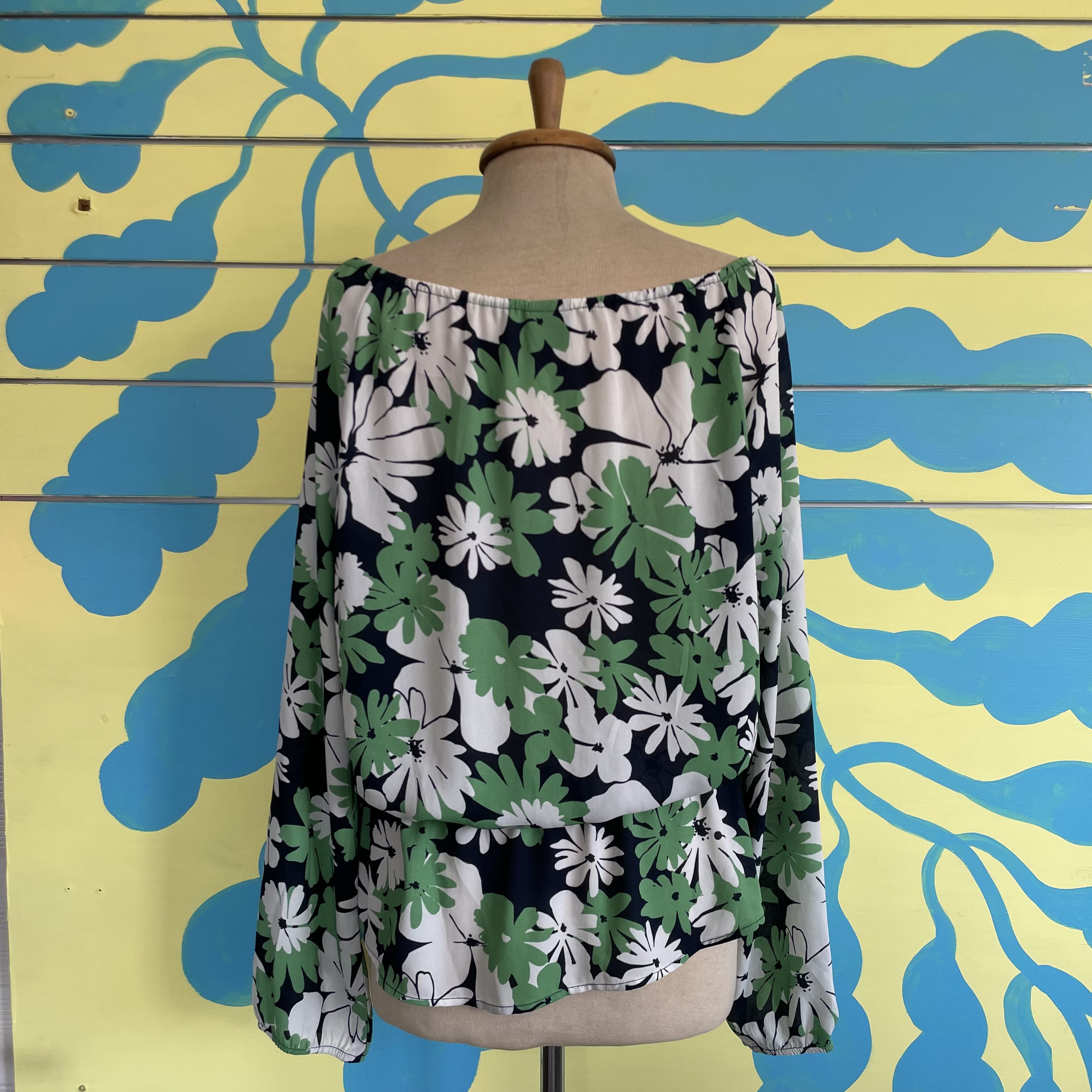 Blusa Flores Verde con Azul - Gallery 4