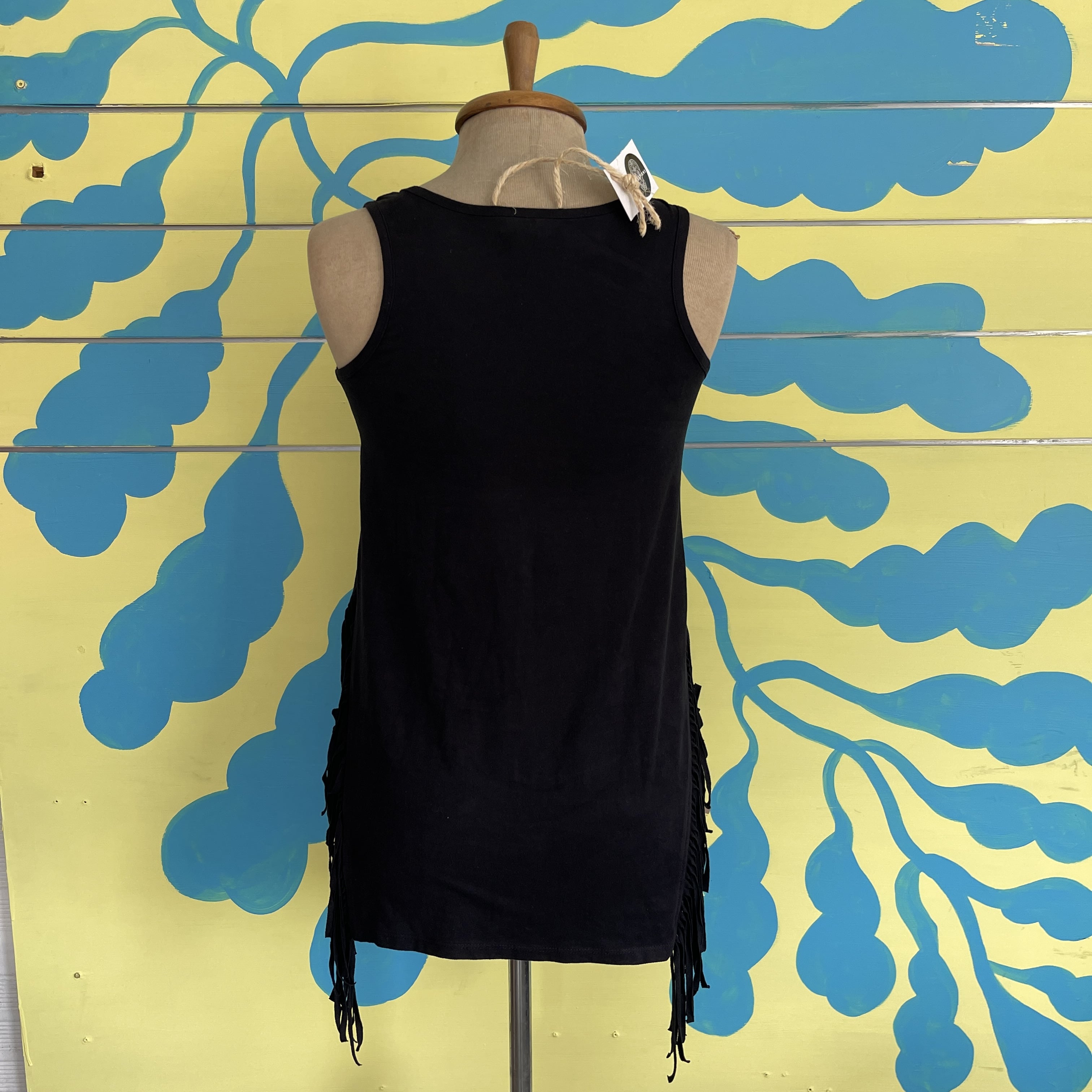 Camiseta Manga Sisa Negra flecos - Gallery 4