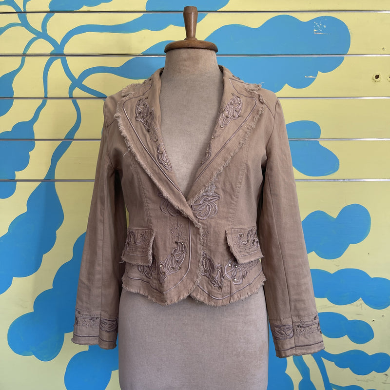Chaqueta Caqui con Bordados - Image 1