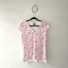 Camisa en V Estampado Flores Rosadas