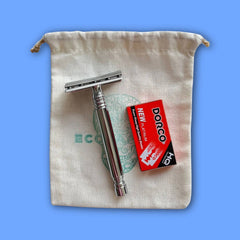 Máquina de Afeitar Reutilizable Clásica de una Hoja + Repuestos Cuchillas x5und.