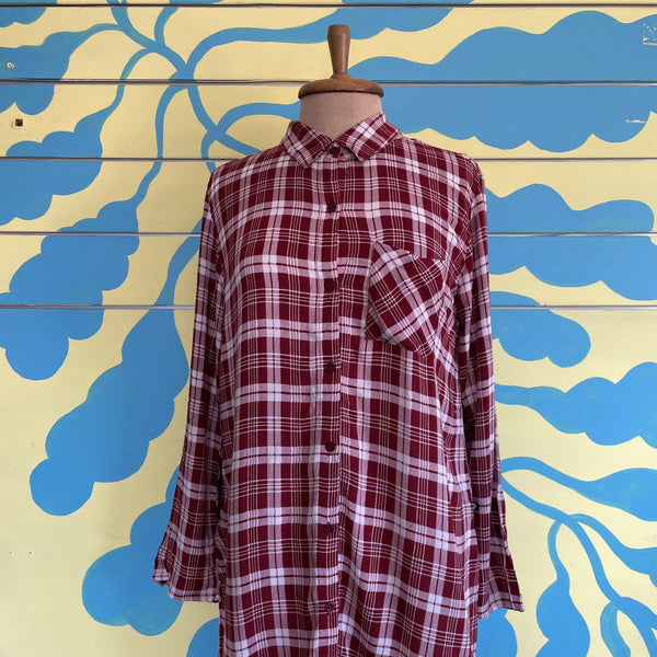 Camisa Leñadora Larga Roja y Blanco