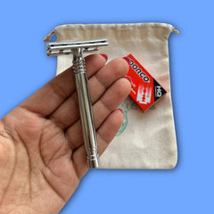 Máquina de Afeitar Reutilizable Clásica de una Hoja + Repuestos Cuchillas x5und.