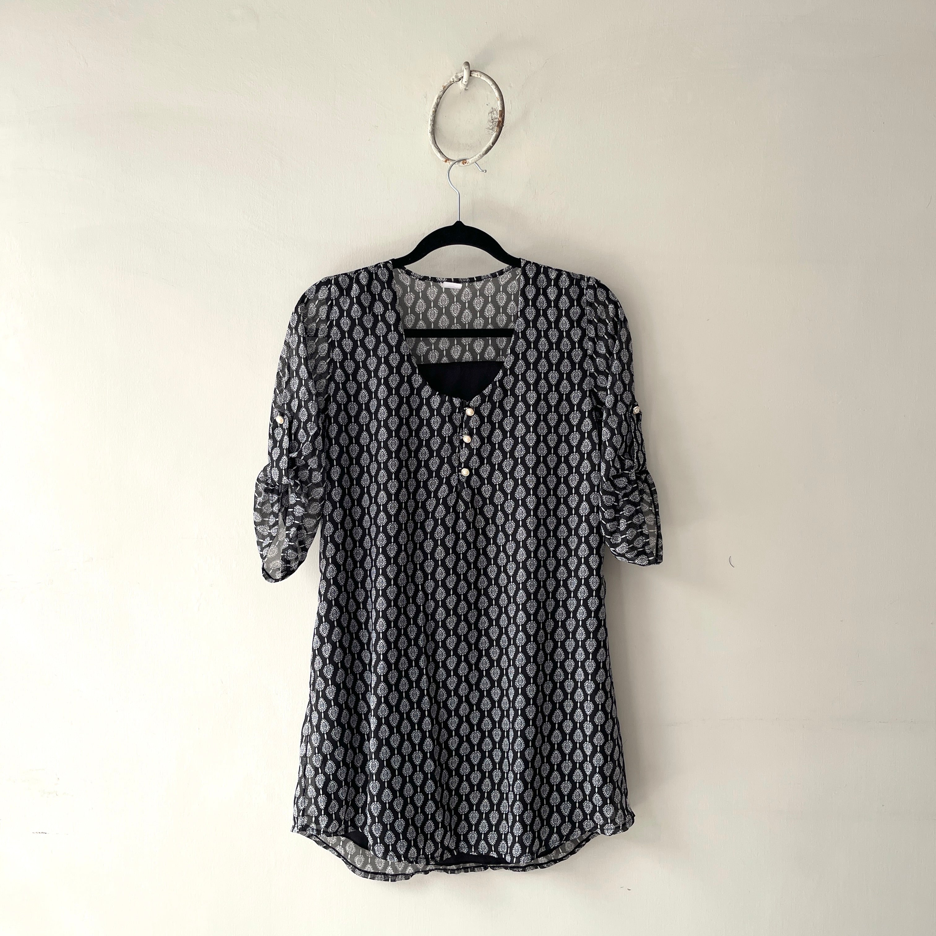 Camisa Media Manga Estampada Negra - Gallery 1