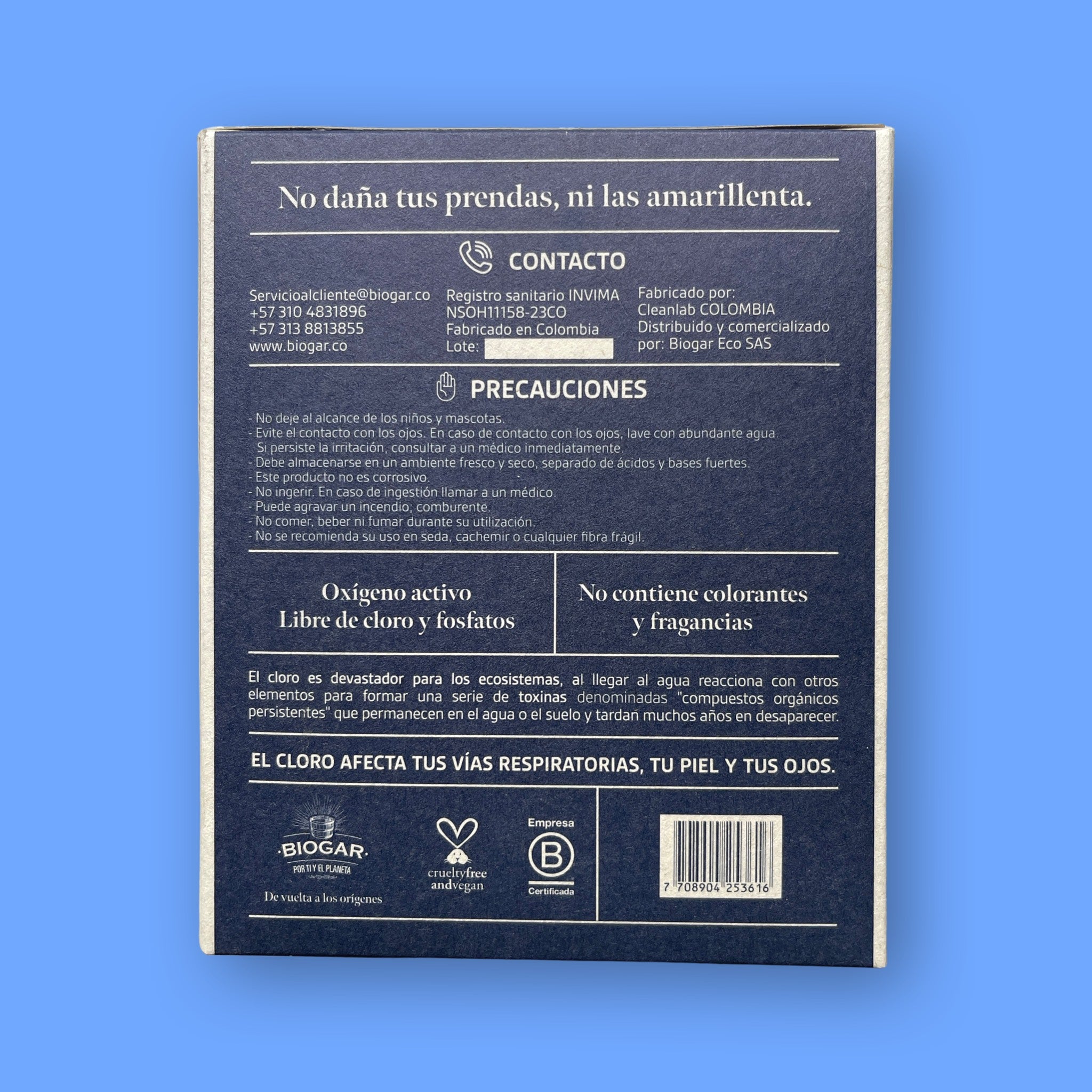 Blanqueador sin Cloro Biogar 500 gr.