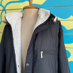 Chaqueta Negra Impermeable Termica con capucha peluda