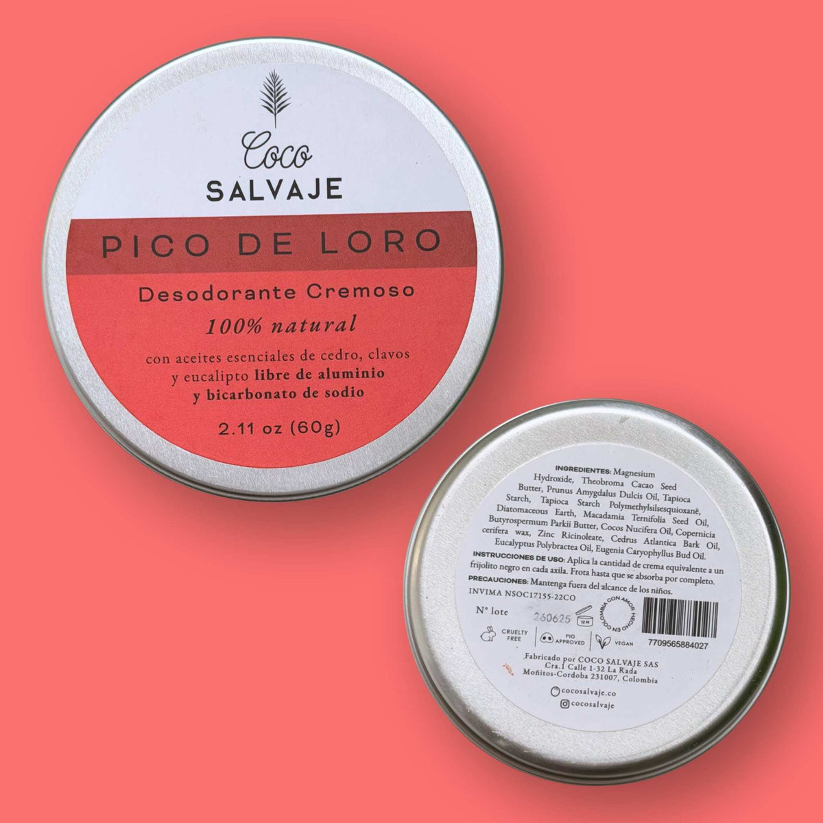 Desodorante Cremoso Pico de Loro Coco Salvaje 60 gr.