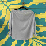 Camisa de cuello ancho de rayas azul - Thumbnail 2