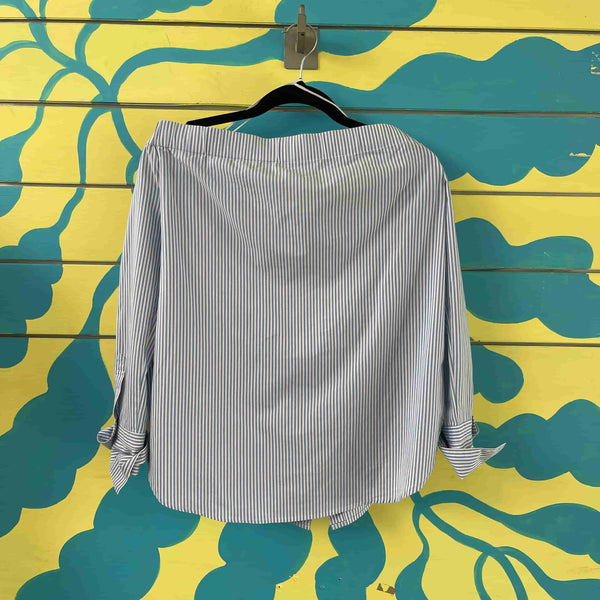 Camisa de cuello ancho de rayas azul - Secondary