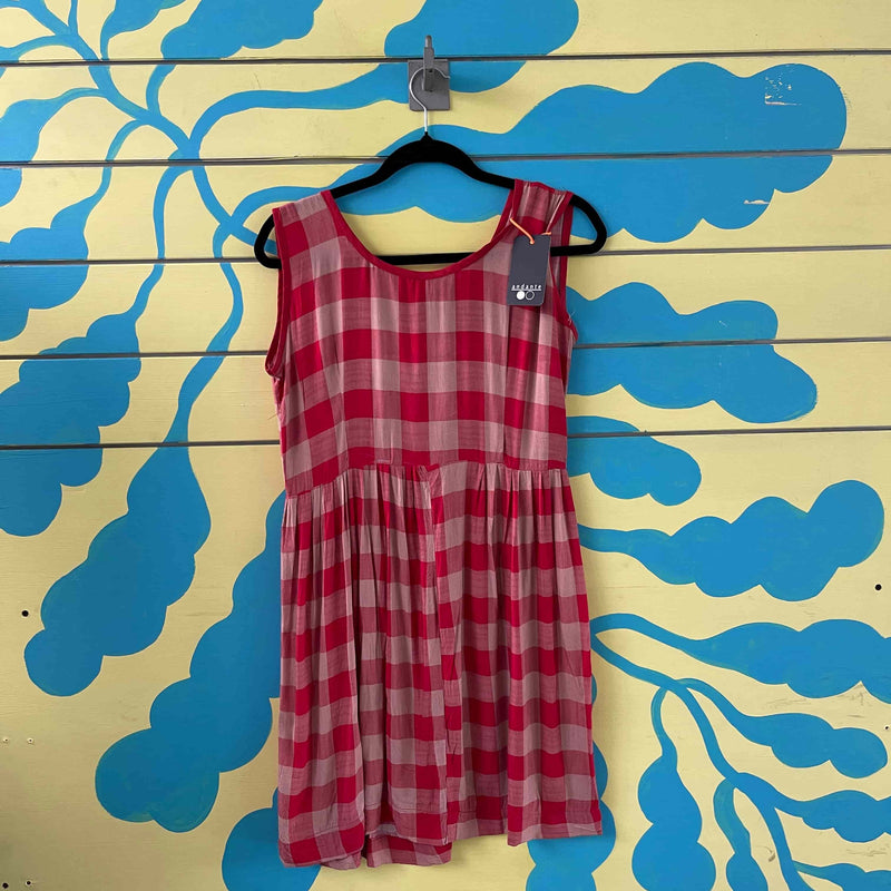 Vestido de cuadros rojo con beige - Image 2
