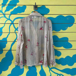 Camisa camisera beige  flores rosadas - Thumbnail 2