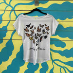 Camiseta blanca de mariposas - Thumbnail 1