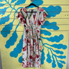 Vestido blanco flores grandes rojas verdes