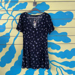 Vestido negro flores moradas - Thumbnail 1