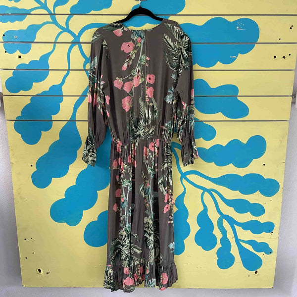Vestido verde con flores salmon - Secondary