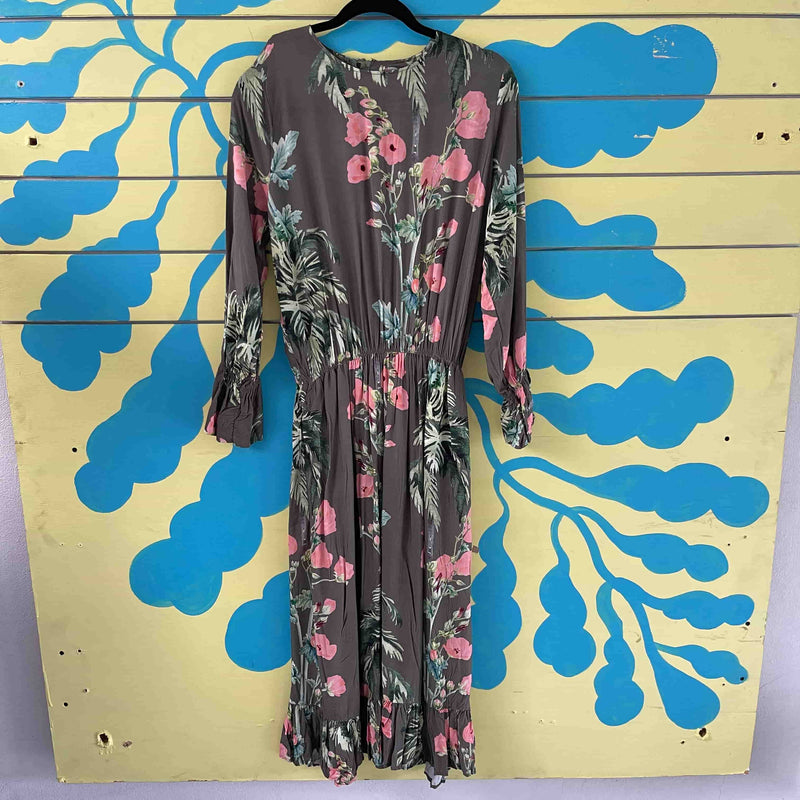 Vestido verde con flores salmon - Image 1