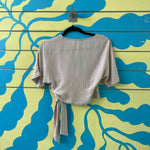 Blusa corta de lino beige - Thumbnail 2
