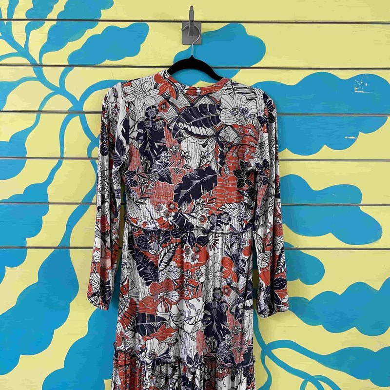 Vestido de flores salmon y azul - Image 3