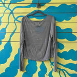 Blusa blanca de rayas negra - Thumbnail 2