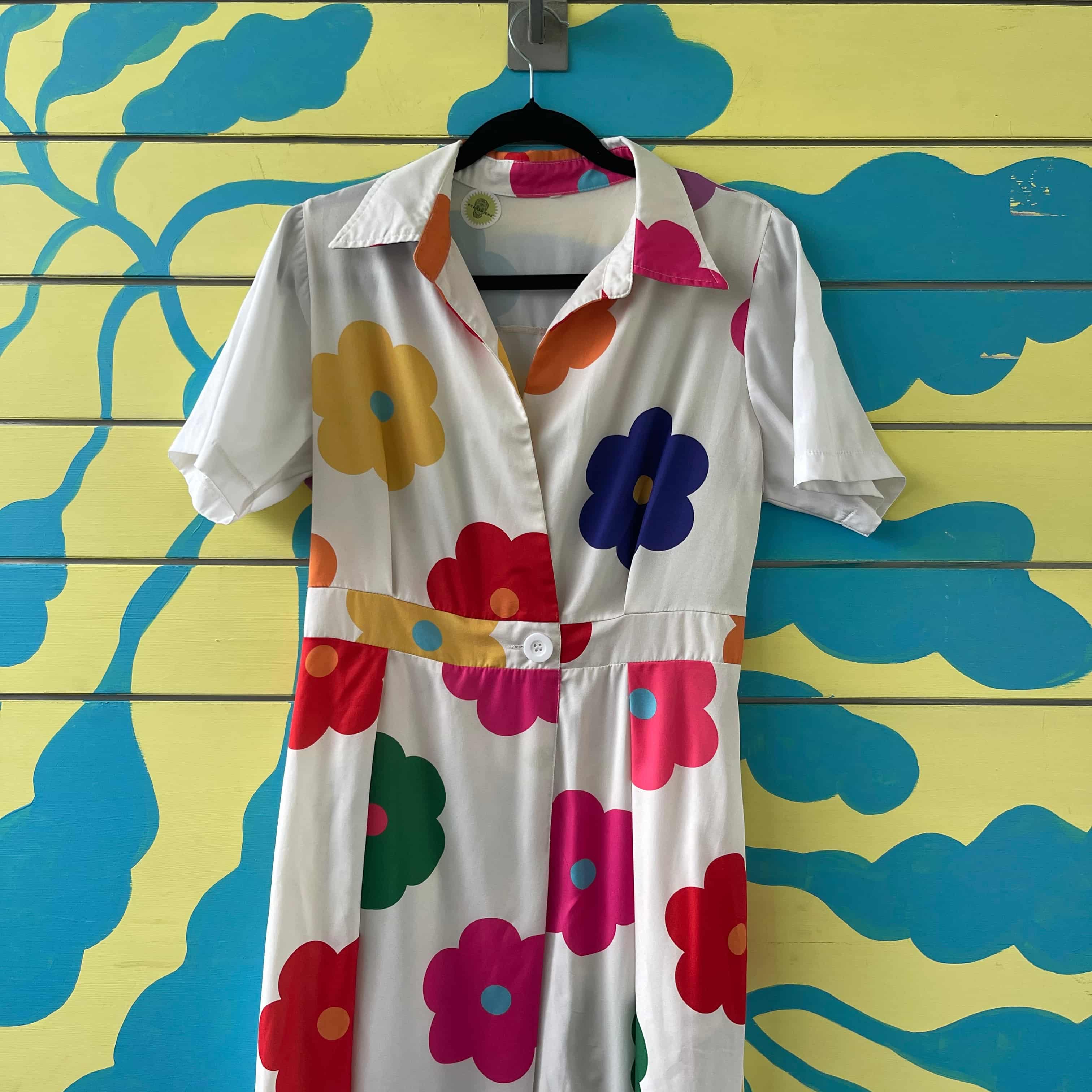 Vestido blanco de flores talla S