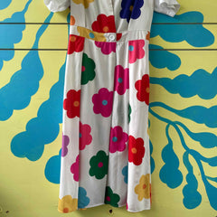 Vestido blanco de flores talla S