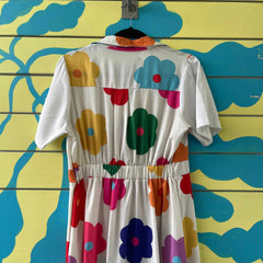 Vestido blanco de flores talla S