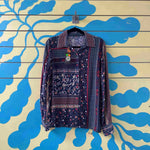 Camisa azul oscuro con flores talla L - Thumbnail 1