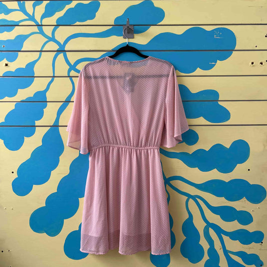 Vestido rosado de puntos talla XL
