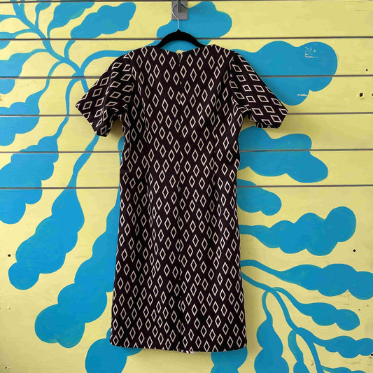 Vestido cafe con estampado crema talla S