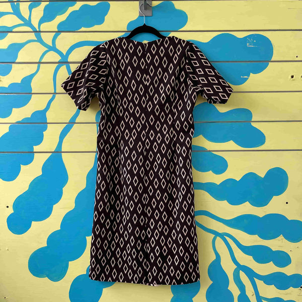 Vestido cafe con estampado crema talla S - Secondary